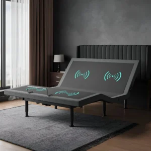 Queen Adjustable Bed Frame with Massage, Wireless Remote & LED Lighting