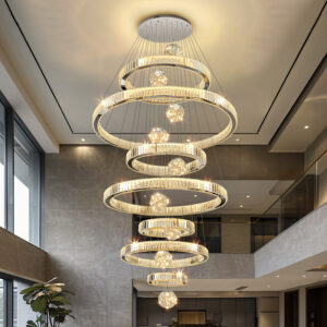 Modern Crystal Chandelier for Living Room & Staircase – Adjustable Ceiling Light Fixture