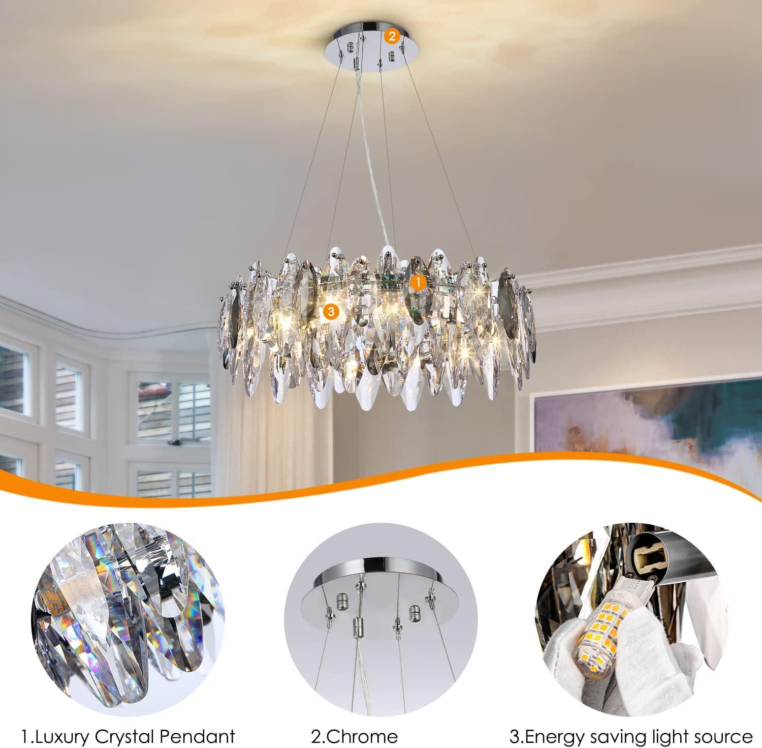 Modern Luxury K9 Crystal LED Pendant Light for Home Interiors - Image 3