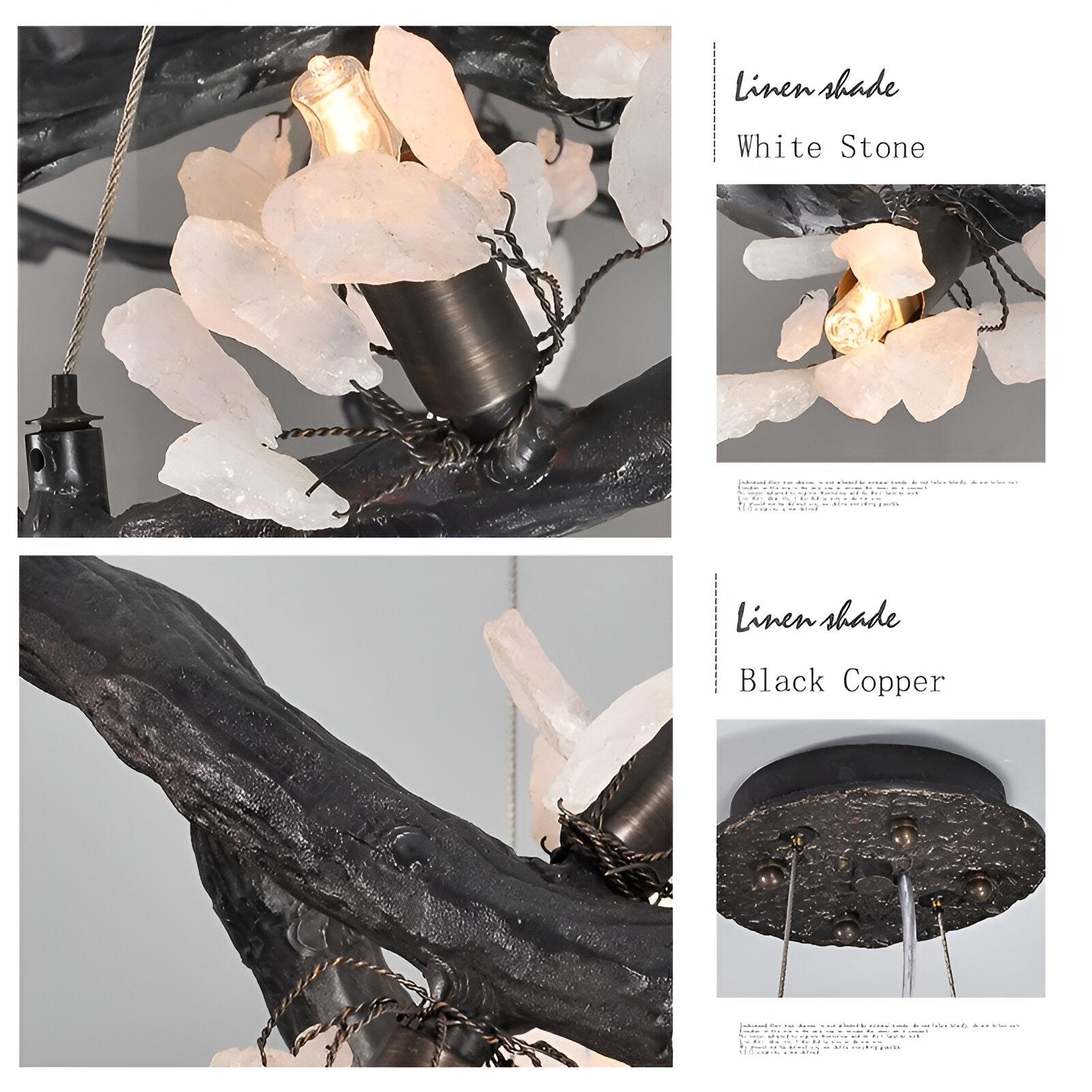 Handmade Copper Branch Chandelier with Stone Accents - Image 5