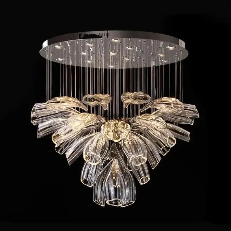 Art Deco Golden & Silver Pendant Lights - Modern Luxury Glass Chandeliers