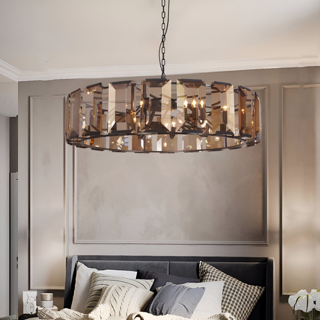 Modern Crystal Round LED Chandelier for Living & Dining Room
