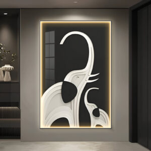 Modern LED Elephant Wall Art – Luminous Abstract Canvas Painting
