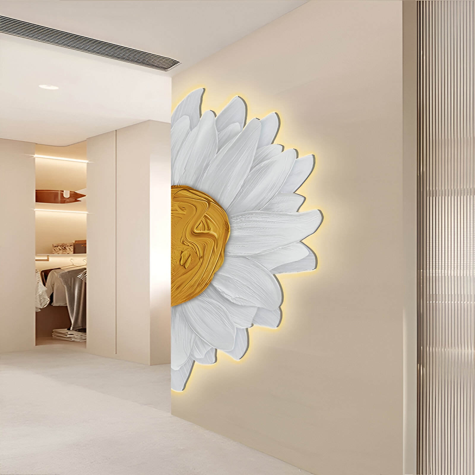 Modern 3D Sunflower LED Wall Light – Artistic Glow for Home Décor - Image 4