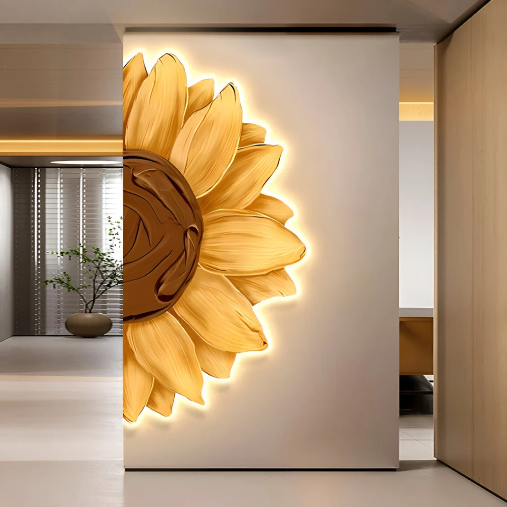 Modern 3D Sunflower LED Wall Light – Artistic Glow for Home Décor