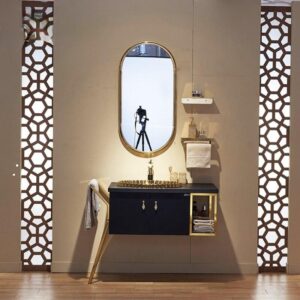 Modern Stainless Steel Bathroom Cabinet with Mirror and Basin