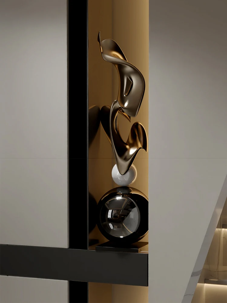 Modern Geometric Electroplated Art Sculpture – Luxury Floor Decoration Figurine