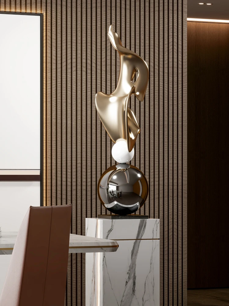 Modern Geometric Electroplated Art Sculpture – Luxury Floor Decoration Figurine