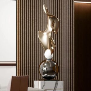 Modern Geometric Electroplated Art Sculpture – Luxury Floor Decoration Figurine