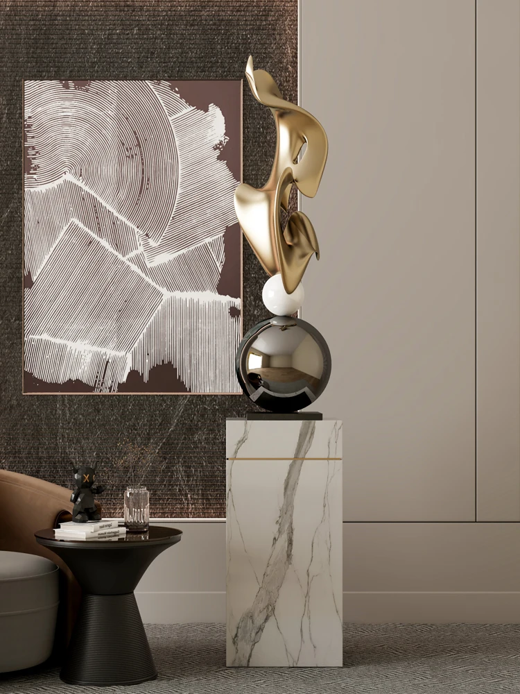 Modern Geometric Electroplated Art Sculpture – Luxury Floor Decoration Figurine