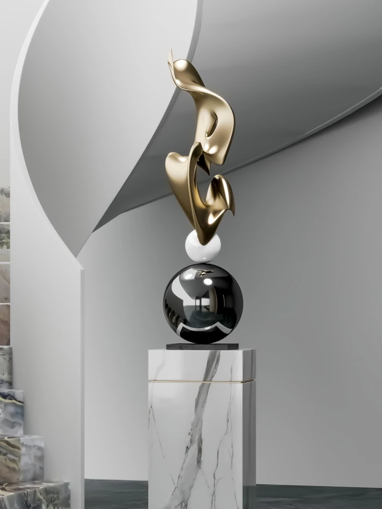 Modern Geometric Electroplated Art Sculpture – Luxury Floor Decoration Figurine