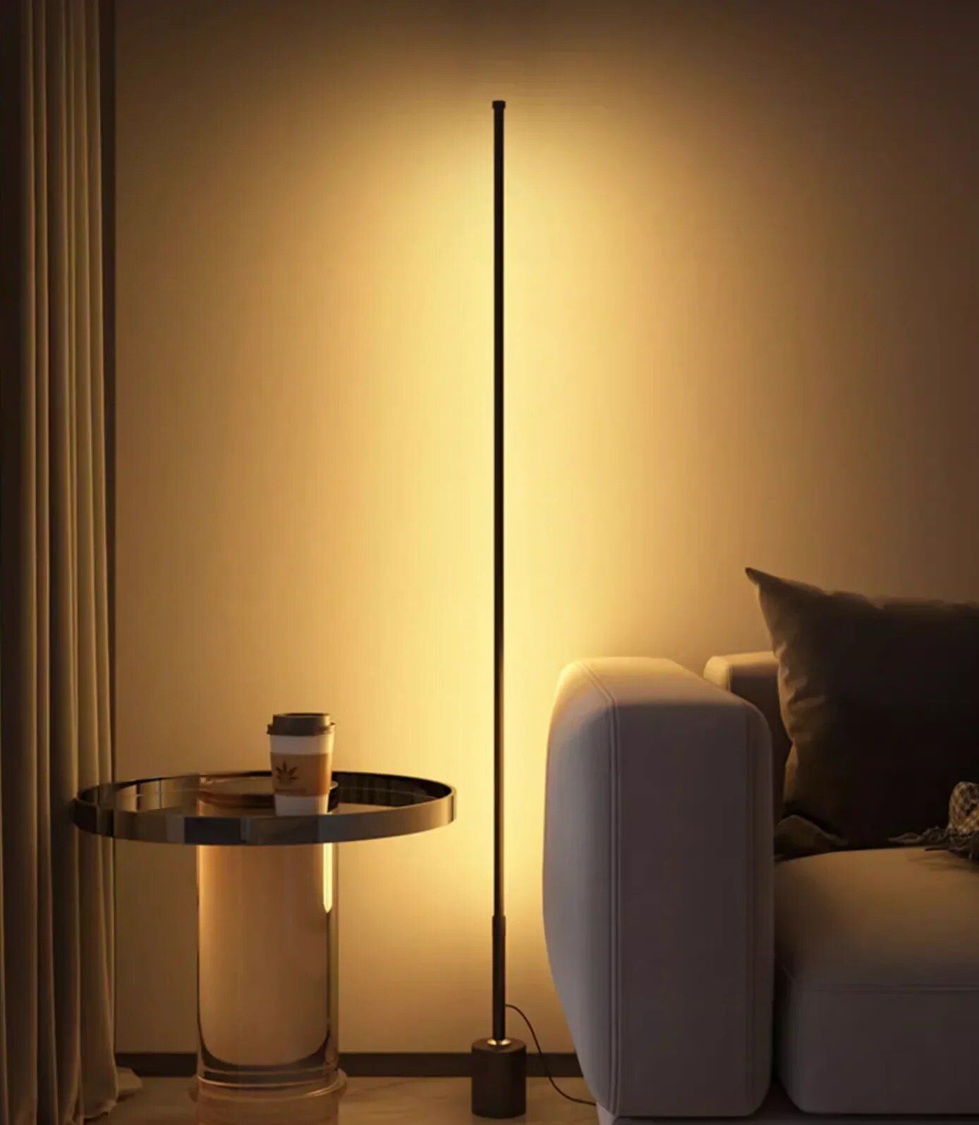 Modern Nordic LED Corner Floor Lamp – Dimmable, Remote-Controlled Mood Light for Home Decor