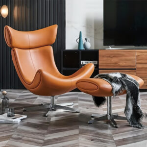 Luxury Modern Leather Leisure Chair & Ottoman Set for Living Room & Office
