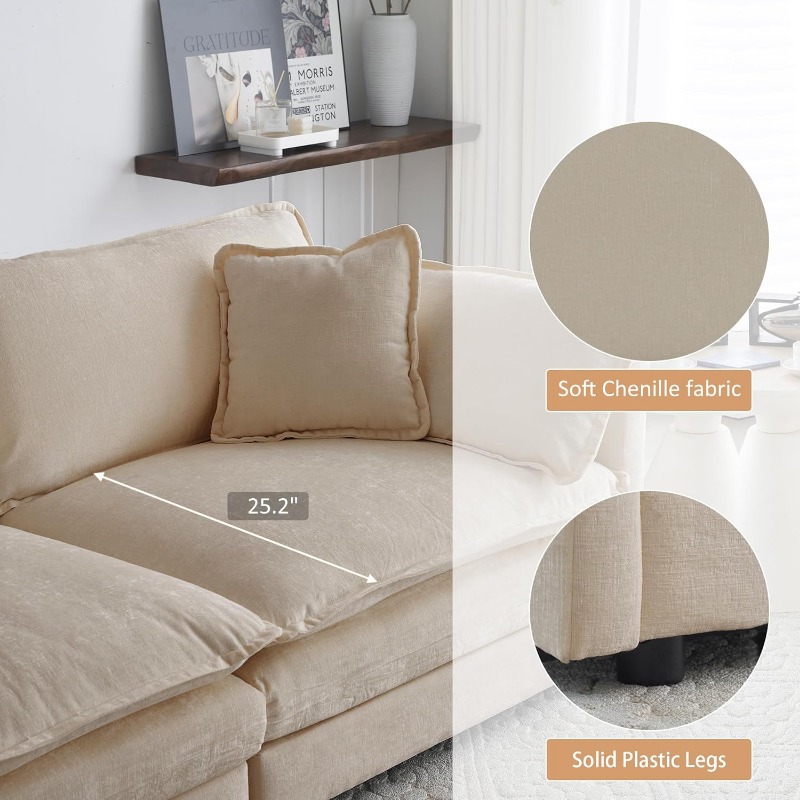 146” Oversized U-Shaped Modular Sectional Sofa – Ultra-Comfortable Deep Seating Couch - Image 4