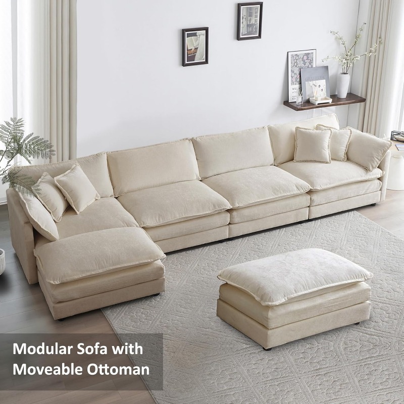146” Oversized U-Shaped Modular Sectional Sofa – Ultra-Comfortable Deep Seating Couch - Image 3