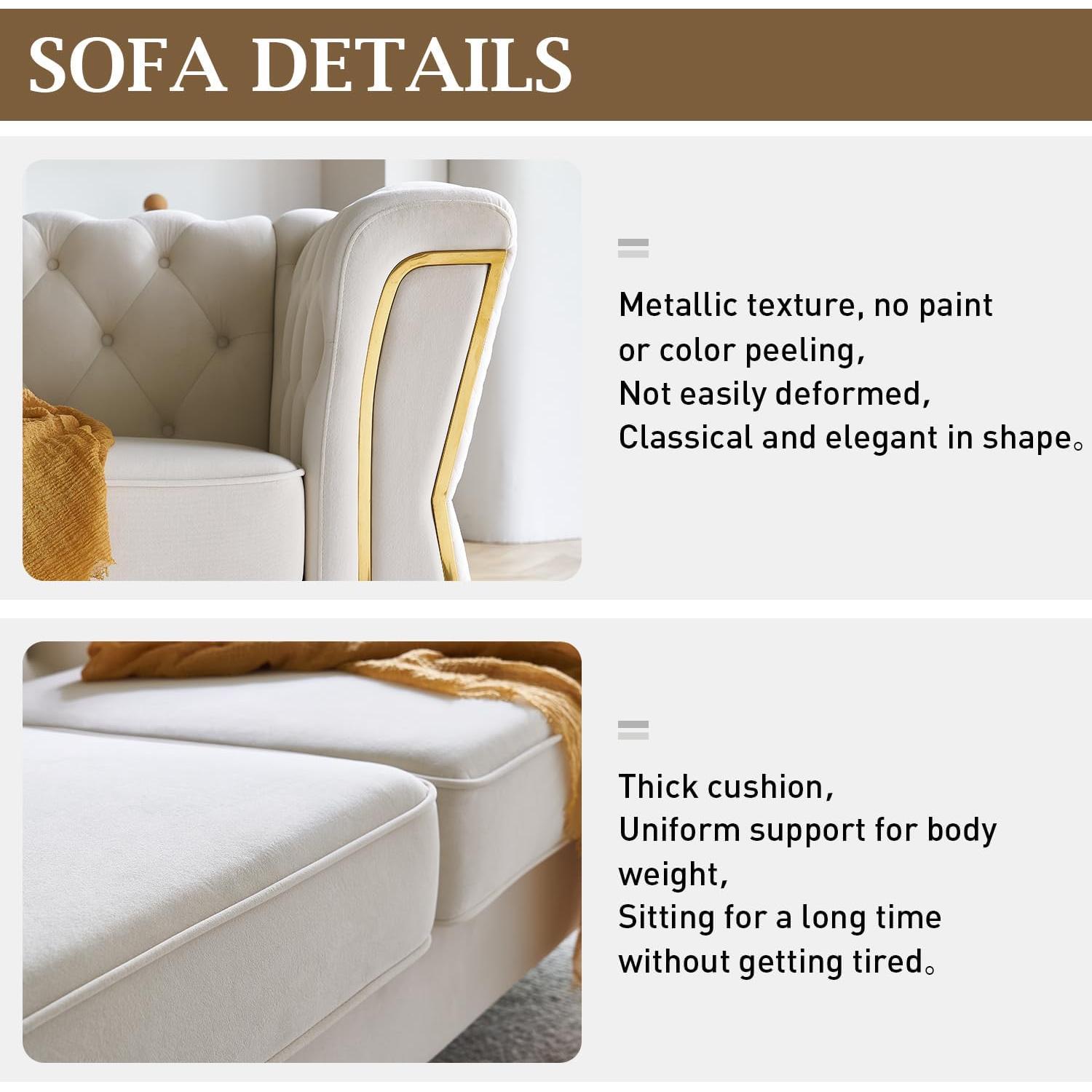 Modern 87" Velvet 3-Seater Sofa Couch with Deep Seats for Living Room or Apartment - Image 4