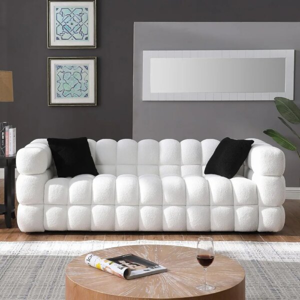 84" Sherpa Boucle Deep Seat Sofa Couch