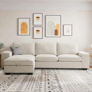 Convertible Sectional Sofa with USB & Type-C Ports, Reversible L-Shaped Couch with Storage