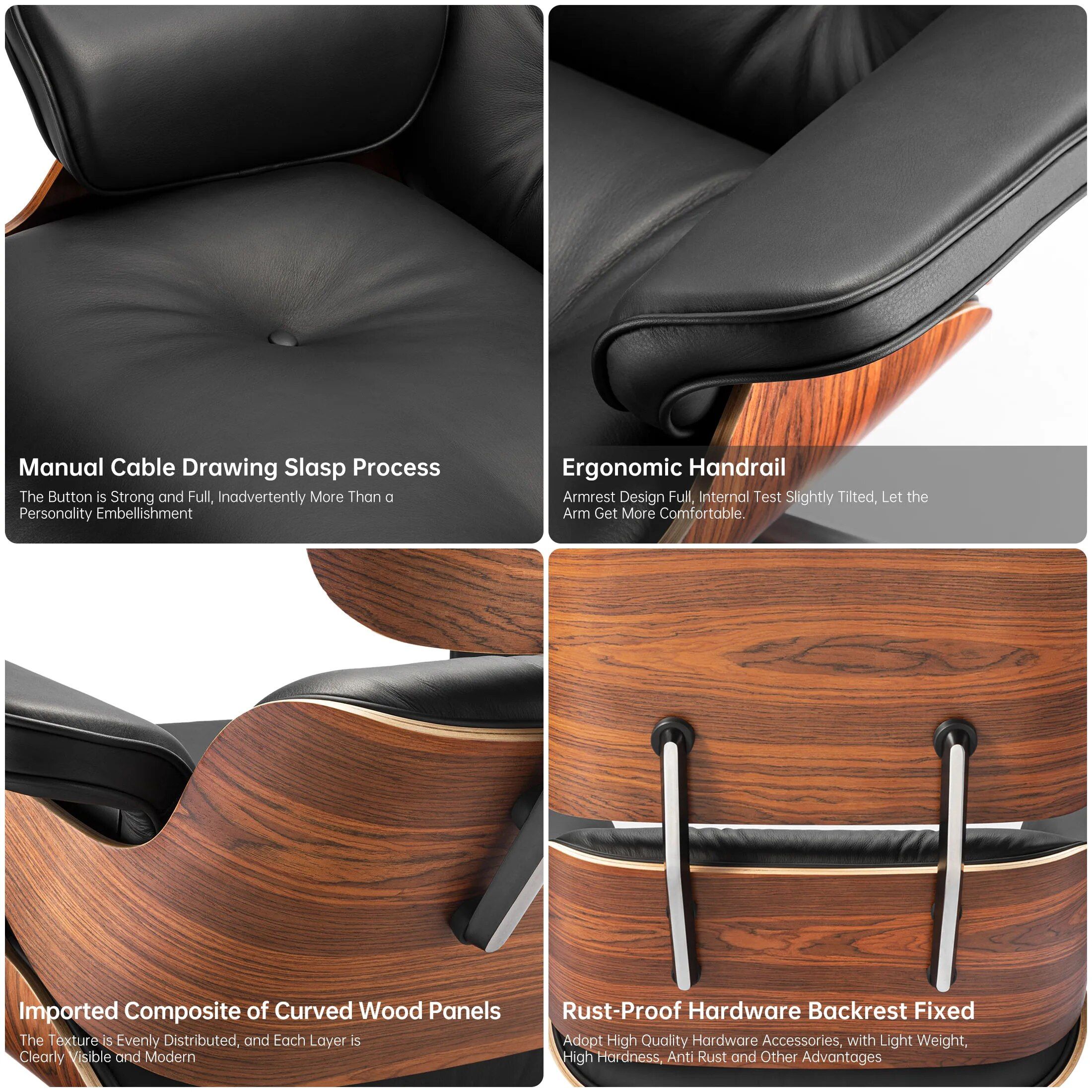 Genuine Leather Lounge Chair & Sofa Bed with Ottoman - Image 3