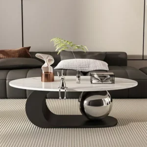 Minimalist Oval Rock Plate Coffee Table