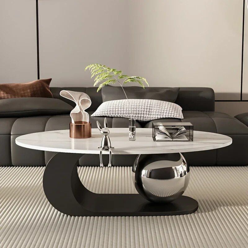 Minimalist Oval Rock Plate Coffee Table - Image 2