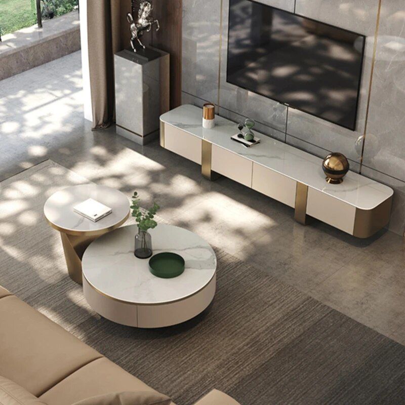 Modern Round Wooden Coffee Table - Image 3