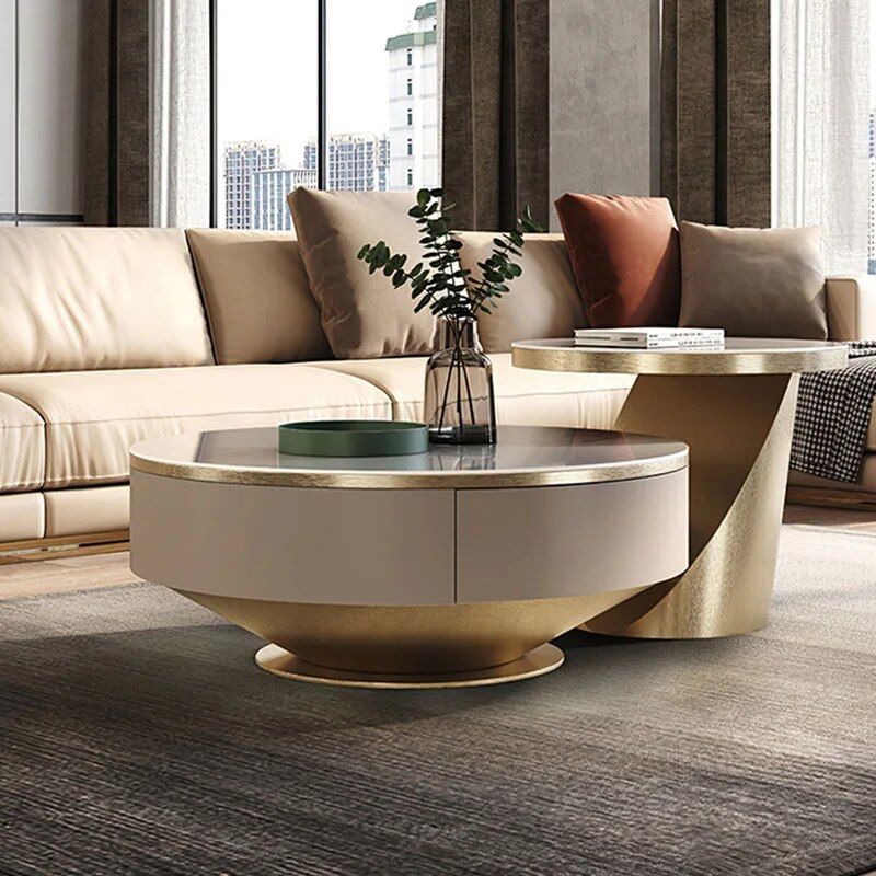 Modern Round Wooden Coffee Table - Image 5