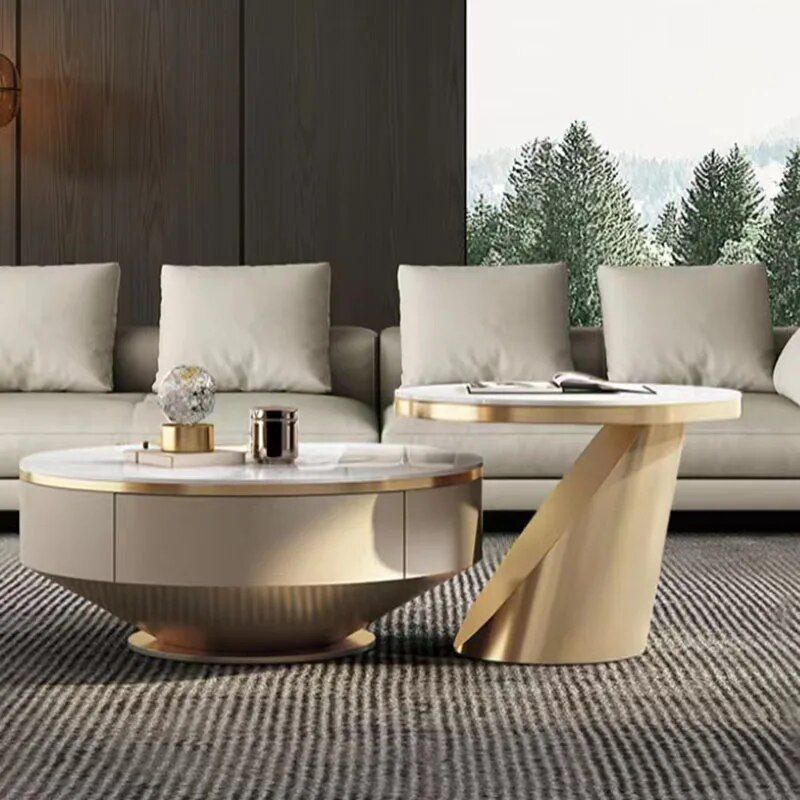 Modern Round Wooden Coffee Table - Image 4