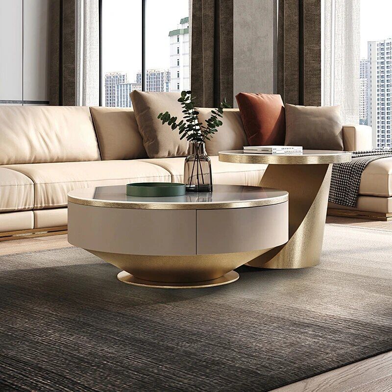 Modern Round Wooden Coffee Table - Image 2