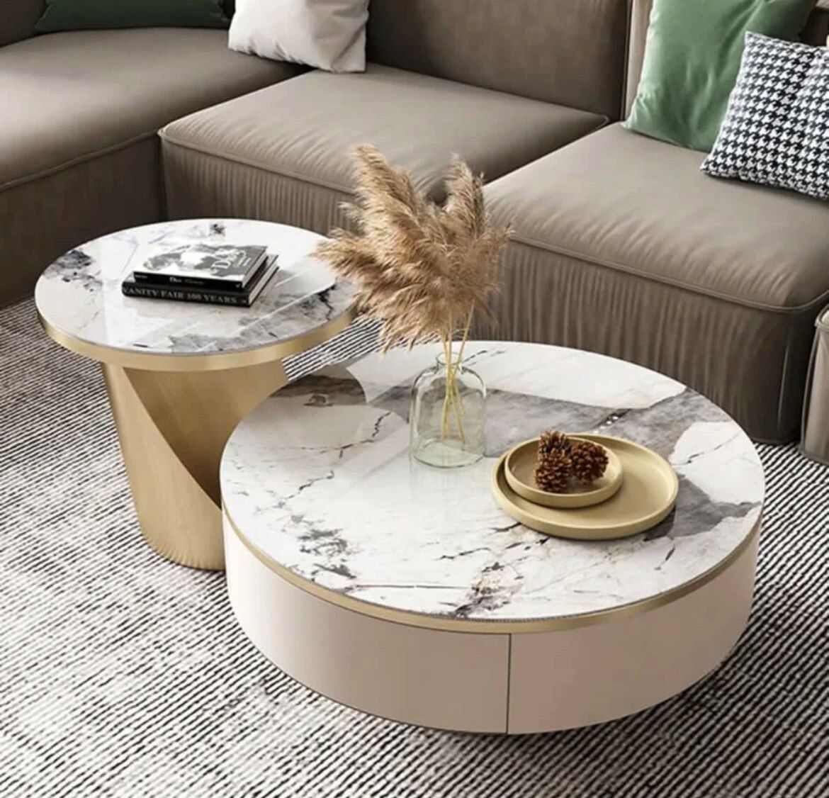 Modern Round Wooden Coffee Table - Image 6