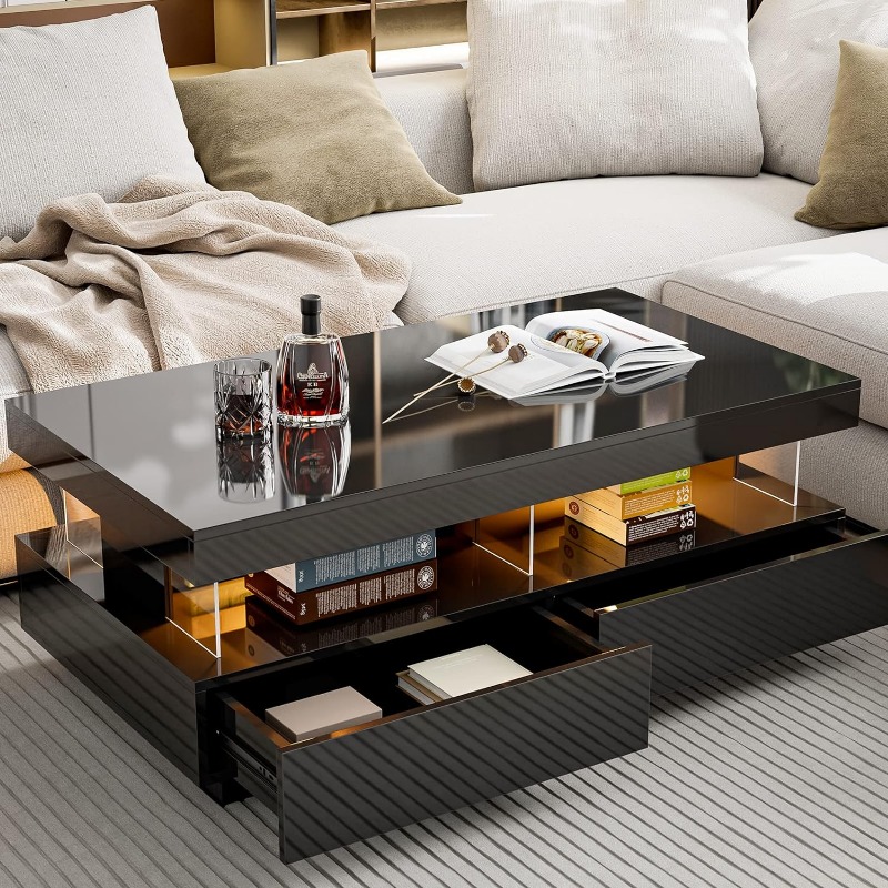 Black With 2 Drawers
