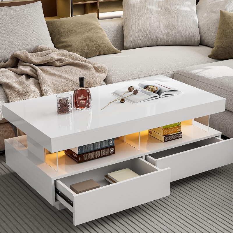 White With 2 Drawers
