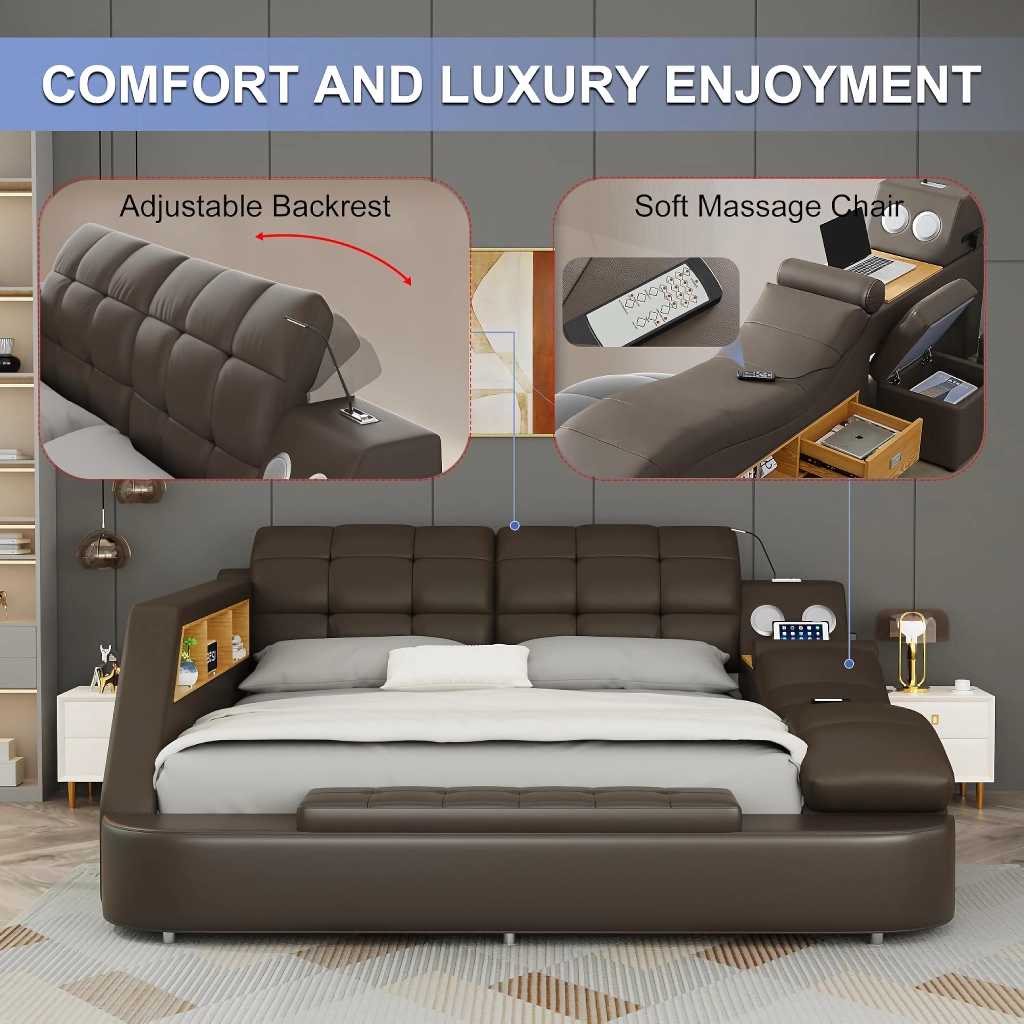 Luxury Smart King Bed with Massage Recliner - Image 2