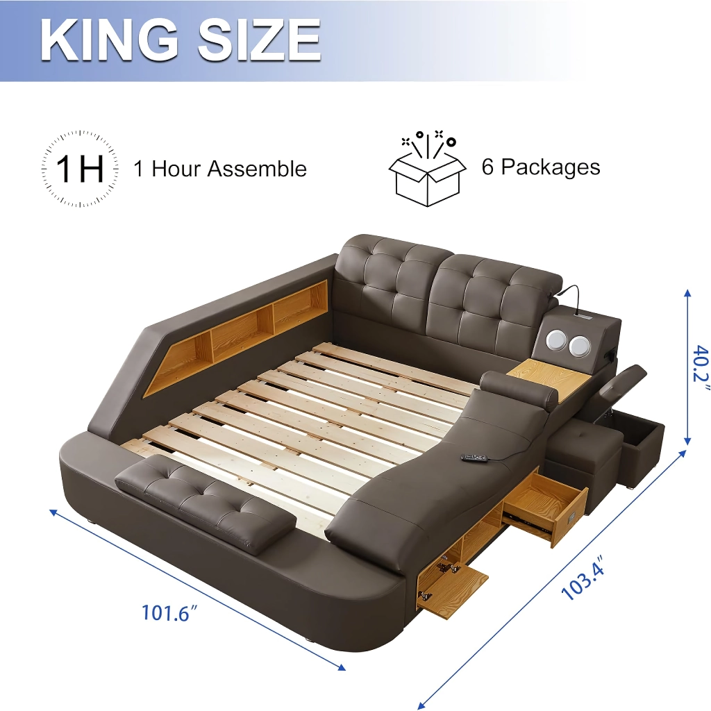 Luxury Smart King Bed with Massage Recliner - Image 6