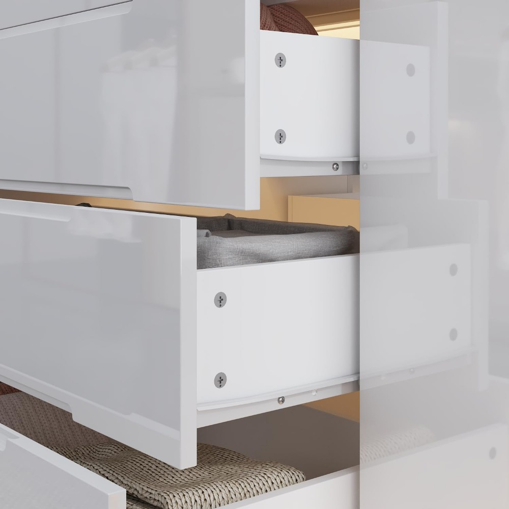 63″ Lighted Glass Display Cabinet with 16 Drawers