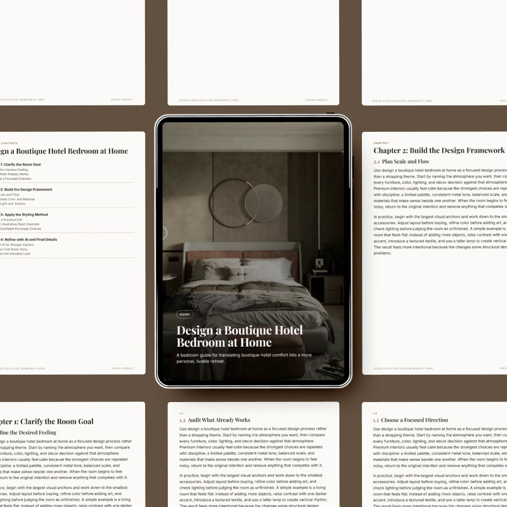 Design a Boutique Hotel Bedroom at Home | Luxury Bedroom Styling Guide, Elegant Home Decor Digital Download, Cozy Bedroom Makeover PDF