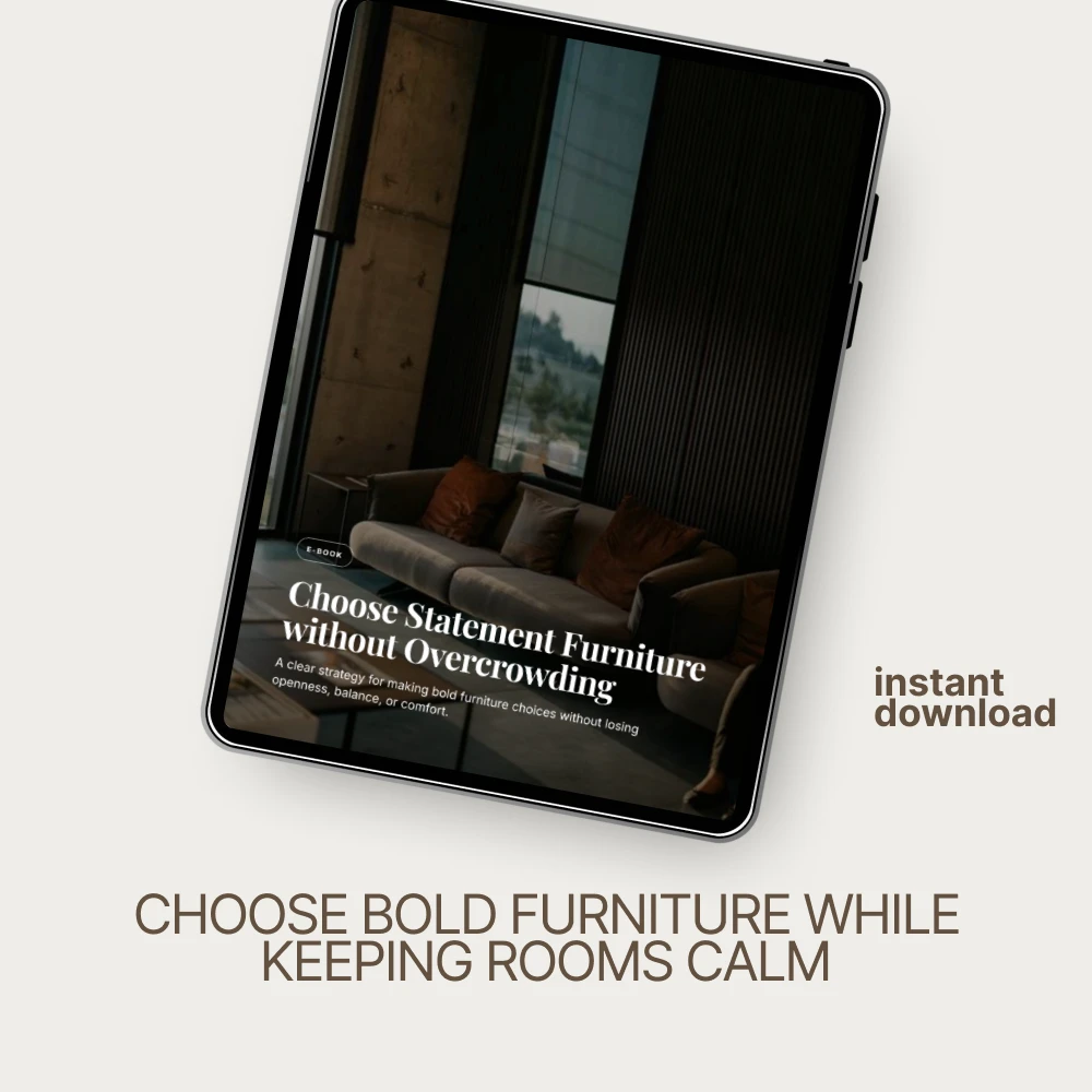 Choose Statement Furniture without Overcrowding | Interior Styling eBook, Luxury Home Decor Guide, Furniture Layout & Room Styling PDF