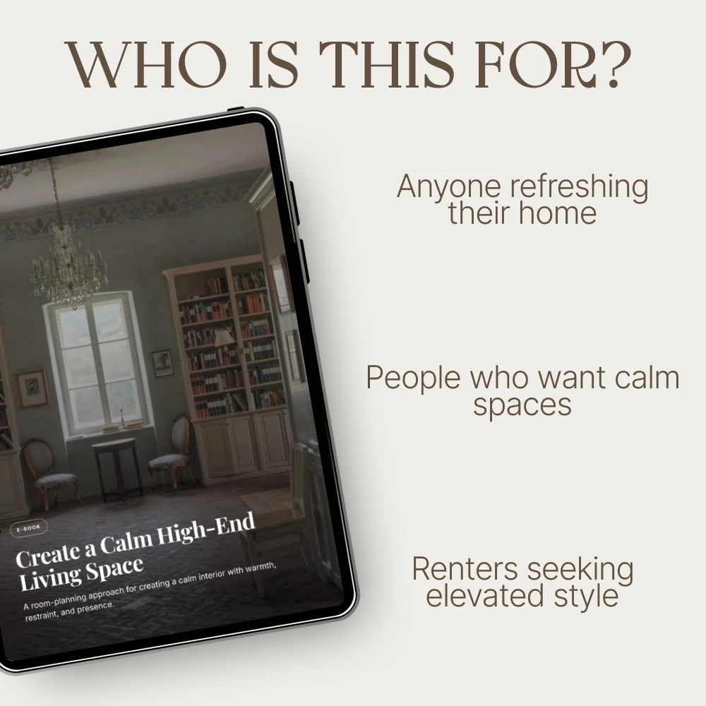 Create a Calm High-End Living Space | Luxury Interior Styling eBook, Quiet Home Decor Guide, AI Room Design Planner